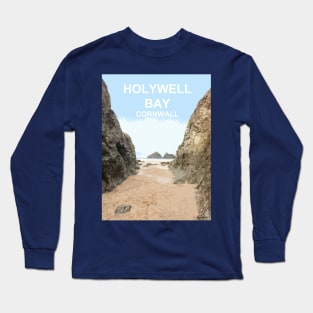 Holywell Bay Cornwall. Cornish gift. Travel poster Long Sleeve T-Shirt